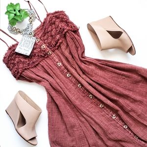 Free People Linda Jo Embroidered Midi Dress